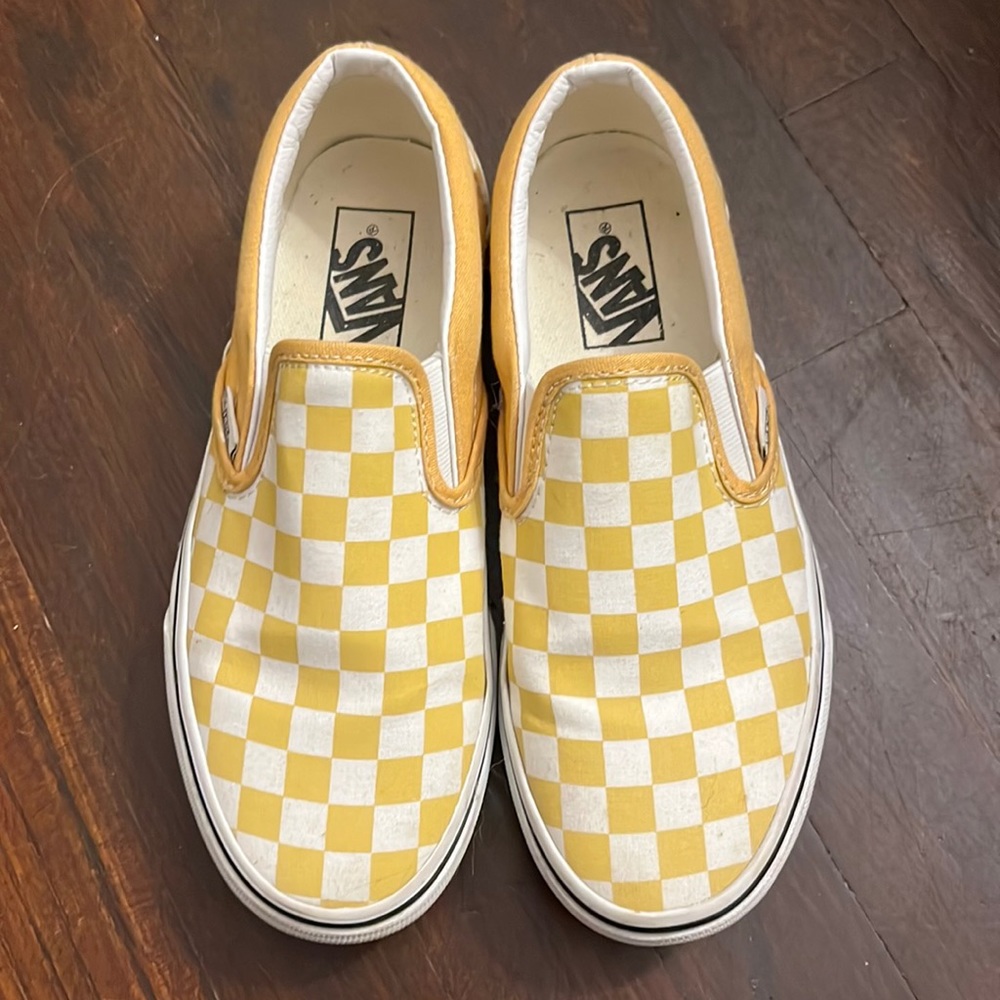 VANS Yellow Checkerboard Slip Ons